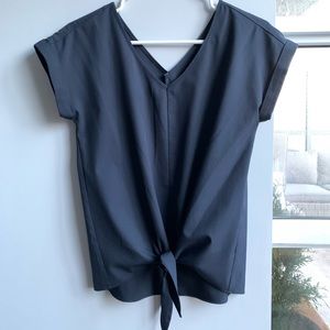 JUICY COUTURE Navy Blouse Cap Sleeve Tie Front
